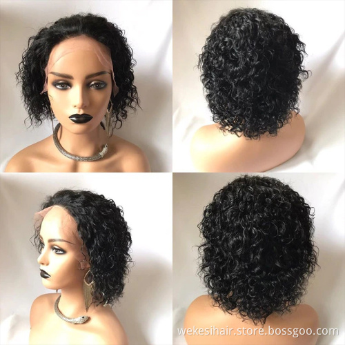 High Density Wholesale Price Swiss Lace Peruvian Hair Human Hair Wig 9A Grade Pixie Cut Short Full Lace Wig